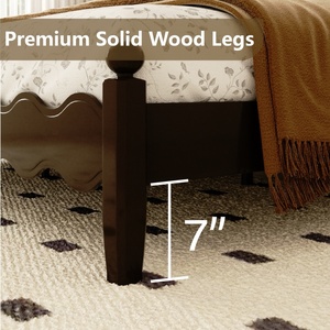 <span class=keywords><strong>Cama</strong></span> Americana Vintage <span class=keywords><strong>de</strong></span> <span class=keywords><strong>Madera</strong></span> Maciza <span class=keywords><strong>de</strong></span> 1.8m para Dormitorio Principal, <span class=keywords><strong>Cama</strong></span> <span class=keywords><strong>de</strong></span> Matrimonio <span class=keywords><strong>con</strong></span> Cabecero Ondulado Tallado, <span class=keywords><strong>Respaldo</strong></span> Acolchado Suave y Patas Antideslizantes Silenciosas - Product Image 4