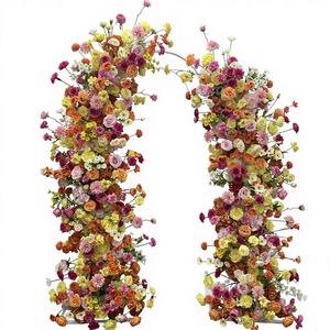 Arco de Flores de Rosa de Seda Artificial Suave, Diseño Asimétrico Naranja, Fondo para Decoración de Bodas con Tamaño Personalizable - Product Image 1