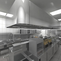 Desain 3D Restoran Gaya Jepang dan Tata Letak Peralatan Katering Komersial dengan Desain Ruang Makan