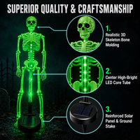 Lampe solaire étanche en forme de crâne pour Halloween, décoration extérieure de jardin et de cour
