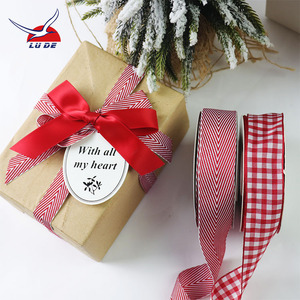 Décoration Emballage Cadeau Noël Rouge Tartan 25mm 1 Pouce Ruban À Carreaux Vérifier Personnalisé Artisanat Célébration Festival <span class=keywords><strong>Xman</strong></span> - Product Image 4