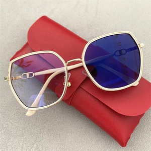 Gafas Fotocromáticas para Mujer, Anti-luz Azul, Lentes Fotocromáticas, Montura con Diamantes Brillantes, Hexagonales Metálicas Extra Grandes, Color Crema 2026 - Product Image 4