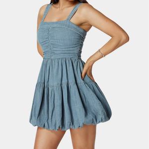 เดรสยีนส์สั้นแบบไม่มีแขน ดีไซน์สั่งทำได้ตามต้องการ สำหรับผู้หญิง คุณภาพสูง สไตล์วินเทจ เปิดหลัง มีซิป  พร้อมจำหน่ายทั่วโลก - Product Image 1