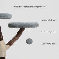 Arbre à chat moderne de luxe en bois pour chats d'intérieur, griffoir en tronc naturel, tour d'activités stable et grande pour chatons