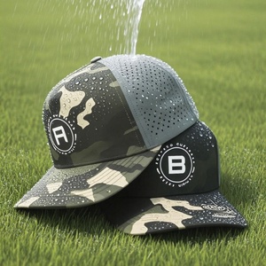 Gorra Deportiva Personalizada Verde de 5 Paneles con Visera Ligeramente Curvada, Diseño de Camuflaje, Transpirable, de Poliéster Impermeable con Orificios Cortados con Láser - Product Image 2