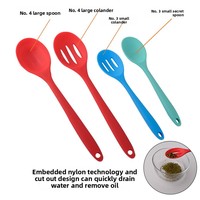 Vente en gros d'usine : Cuillère à soupe et à mélanger en silicone de première qualité, antiadhésive, couleur unie, ustensile de cuisine