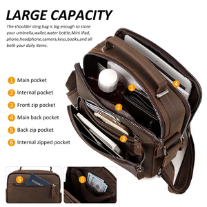 Bolso <span class=keywords><strong>Bandolera</strong></span> de Cuero para <span class=keywords><strong>Hombre</strong></span> HUMERPAUL, Maletín Cruzado de Negocios para el Trabajo, Bolso de Viaje de <span class=keywords><strong>Piel</strong></span> de Vaca Genuina de Alta Calidad para <span class=keywords><strong>Hombre</strong></span> - Product Image 3