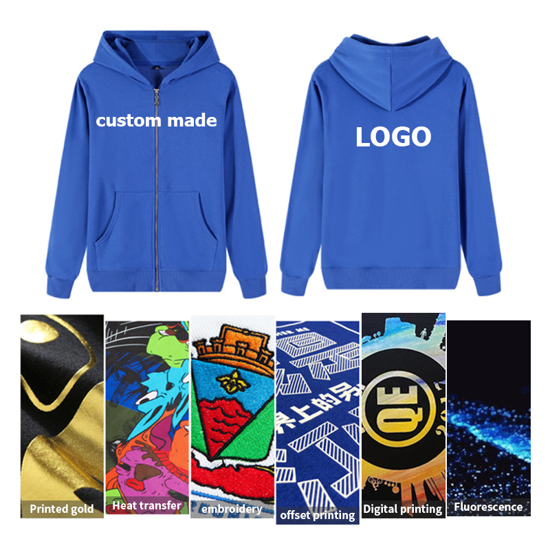 B.TRILL■Embroidery logo hood ■送料込 Wholesale Custom Logo Embroidery Full-Zip Hoodie Unisex