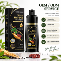 500ml 3 in 1 Sampo Pewarna Rambut Herbal Alami Warna Hitam Pewarna Rambut Berbasis Tumbuhan Label Pribadi OEM ODM