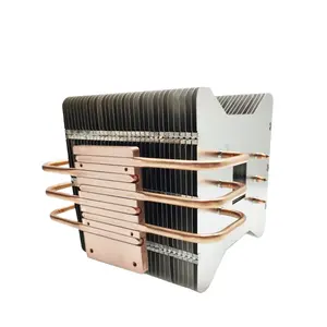 High Power 6 Heat Pipe Custom Aluminum Fin Copper Pipe Heat Sinks For CPU Cooling High Tech 5G Communication Equipment