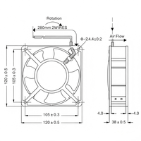 Hochleistungs-AC-Axiallüfter 91CFM 120*120*38mm 12038 mit Aluminiumlegierungsrahmen für Telekommunikations-Servergehäuse