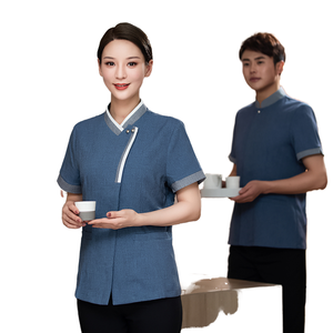 Uniforme <span class=keywords><strong>de</strong></span> personnel <span class=keywords><strong>de</strong></span> ménage nettoyage d'hôtel uniforme féminin et masculin uniforme d'hôtel à manches courtes - Product Image 1