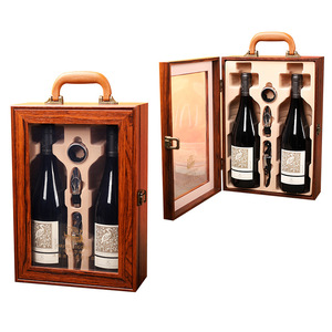 Caja de exhibición de vino de madera de Botella doble Premium, juego de regalo de sublimación personalizado para whisky y brandy, característica desechable - Product Image 1