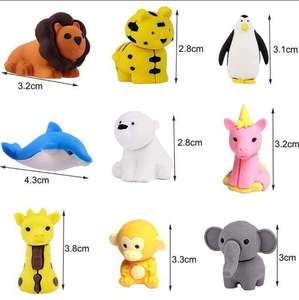 Gommes éducatives en silicone détachables en forme d'animaux, vendues directement par l'usine, emballage individuel, récompense pour enfants de 5 à 7 ans - Product Image 5