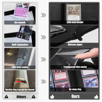 Carpeta JUZI al por mayor con 9 bolsillos para tarjetas, capacidad para 252 tarjetas con 14 páginas, compatible con tarjetas Toploader, de cuero PU impermeable
