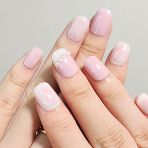 Diseño personalizado de lujo corto cuadrado de prensa en las <span class=keywords><strong>uñas</strong></span> hecho a mano elegante perlas usar <span class=keywords><strong>uñas</strong></span> <span class=keywords><strong>blanco</strong></span> lechoso ombre punta francesa <span class=keywords><strong>Rosa</strong></span> usar <span class=keywords><strong>uñas</strong></span> - Product Image 4