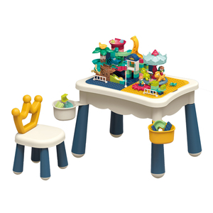Bureau d'étude multifonctionnel, table <span class=keywords><strong>à</strong></span> manger, <span class=keywords><strong>bac</strong></span> <span class=keywords><strong>à</strong></span> <span class=keywords><strong>sable</strong></span>, <span class=keywords><strong>jeu</strong></span> de construction de 209 pièces, ensemble de jouets de table HC585942 - Product Image 1