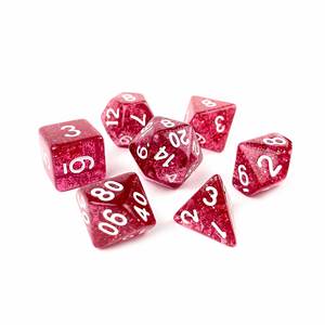 Juego de Dados Personalizados Poliédricos Rojos con Brillo Verde para Juegos de D&D - Product Image 2