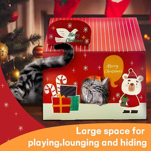 Luxuriöses Interaktives Umweltfreundliches Weihnachts-Katzenkratzhaus Festliches Pappspielhaus Karton-Feiertagsgeschenk-Deko Inklusive Katze - Product Image 4