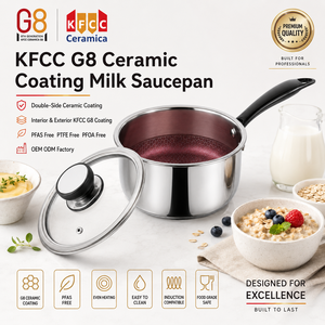<span class=keywords><strong>Casserole</strong></span> en acier inoxydable triple couche avec revêtement céramique alvéolé sans PFAS, couvercle en verre, fait main sur mesure - Product Image 1