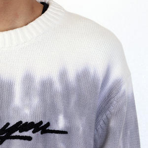 Pull en tricot personnalisé pour hommes Pull en tricot teint par pulvérisation Pull en tricot à manches longues avec lettre brodée Pull en tricot pour hommes - Product Image 4