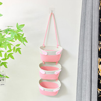 Panier suspendu mural à trois niveaux en corde de coton, écologique et polyvalent pour le rangement de cosmétiques et de sous-vêtements