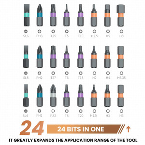ชุดไขควงแม่เหล็กอเนกประสงค์ 24 in 1 แบบถอดได้ พร้อมด้ามจับรูปตัว T สำหรับงาน DIY ชุดเครื่องมือซ่อมแซมบ้าน 24 ชิ้น ทำจากเหล็ก - Product Image 4