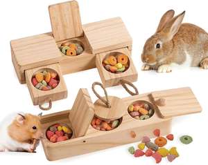 Giocattoli per animali domestici giocattoli interattivi in legno di coniglio per Sniff-and-snack Bunny chables per prelibatezze criceto criceto sollievo noia tenere occupato - Product Image 1