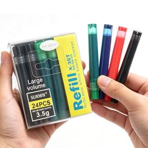 Lot de 24 recharge de stylos effaçables Surwin 35T à encre rouge et noire, non toxiques, écologiques, à base d'huile, couleurs variées, rechargeables pour tableau blanc - Product Image 2