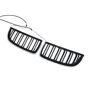 กระจังหน้า BMW E90 ปี 2005-2008 สีดำเงาแบบ Dual Line LED พร้อมสายไฟ สำหรับเปลี่ยนกันชนหน้า - Product Image 4