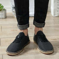 Nouvelles chaussures en toile pour hommes, respirantes, à enfiler, chaussures en tissu faites à la main en lin de Pékin, chaussures décontractées pour la conduite et le skate