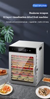 304 RVS Voedseldehydrator met 10 Bakken, Voedseldroger voor Gedroogd Vlees, Fruit, Groenten, DIY Hetelucht Droogmachine, Sneller en Lichter