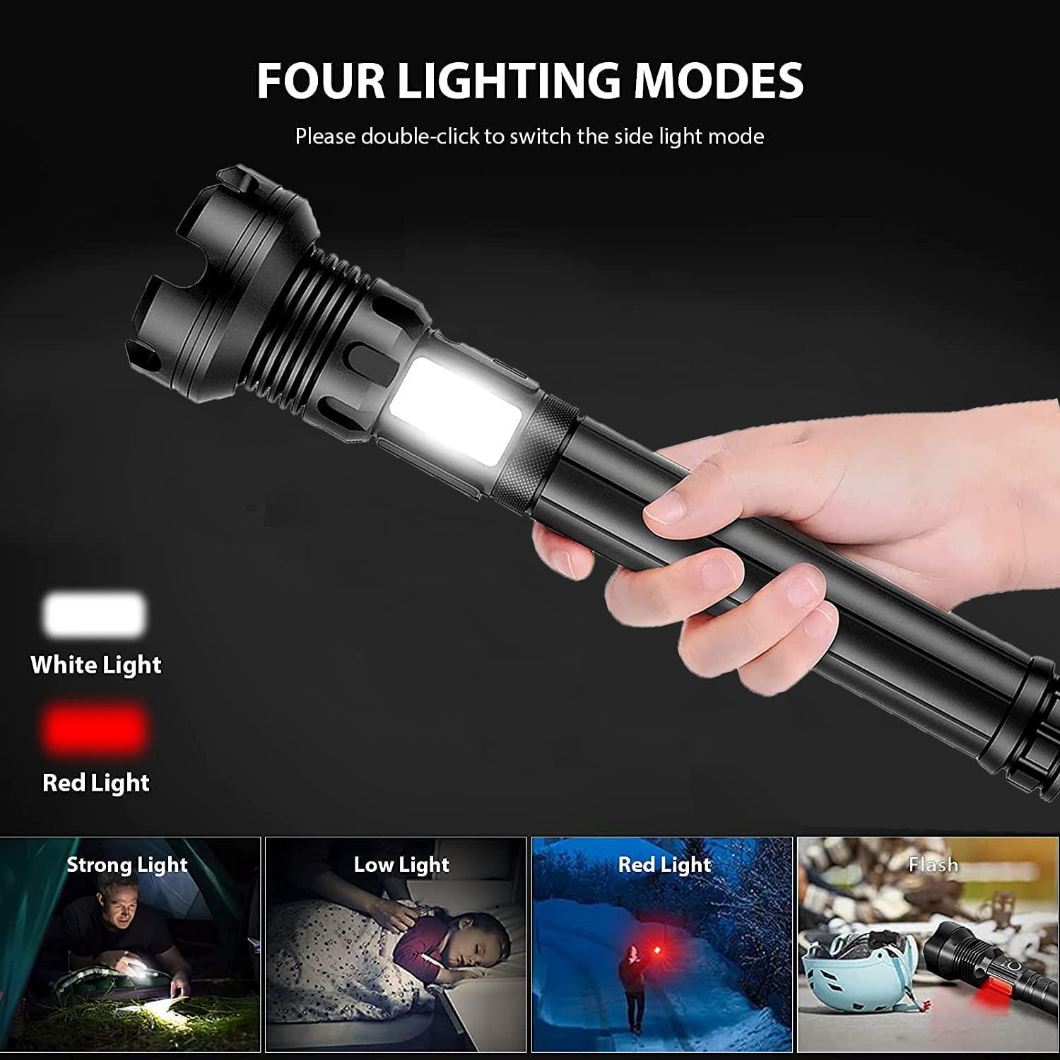 90000lm spotlight handheld t6 led flashlight 18650 rechargeable MIXILIN Spotlight, 2,000,000 Lumens Hunting Spot Light with Cob Light and Solar Panels, Lightweight and Super Bright for Hunting Boating Camping Perfect for camping LED Tactical Flashlight Rechargeable, IPX6