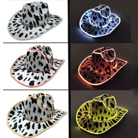 Cappello LED Luminoso Stile Western Cowboy/Cowgirl, Cappello con Luci EL per Feste Danzanti, Accessorio per Giochi di Ruolo