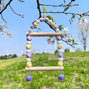 มาการองไม้แข็งสองเสาแกว่งได้สำหรับสัตว์เลี้ยงที่ชอบสำหรับนกหงส์หยกและนกคอกเทล - Product Image 5