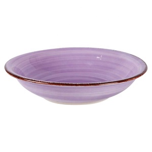 Bol à soupe ménagère en céramique, de grande capacité, vaisselle en céramique, design peint à la main, rose violet, 1 pièce - Product Image 5