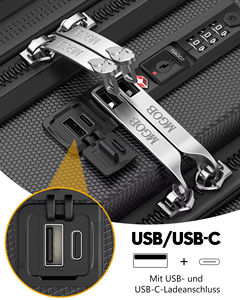 <span class=keywords><strong>Valise</strong></span> à roulettes classique légère <span class=keywords><strong>de</strong></span> 20 pouces à ouverture frontale, homologuée TSA, avec chargeur USB, directement <span class=keywords><strong>de</strong></span> l'usine - Product Image 2