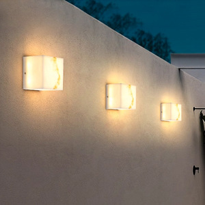 Lampe murale extérieure étanche en faux marbre, source lumineuse LED longue bande, angle de faisceau de 20 degrés, pour cour, entrée de villa - Product Image 5