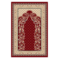Tapis de prière en laine et polyester shaggy moelleux, jacquard, avec motif arabe pour mosquée (Masjid)