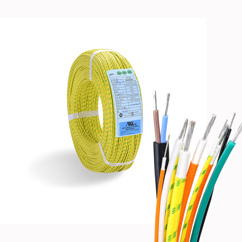 20 AWG Electrical Wires 300V Silicone Rubber Fiberglass Braiding Cable Copper 2.66mm Silicone Wire Tinned Copper