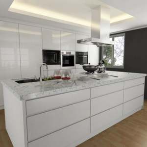 Ensemble de cuisine moderne complet, nouveau style, structure en MDF, plan de travail en stratifié marbré, comprend robinet, charnières, évier, porte en acrylique - Product Image 6