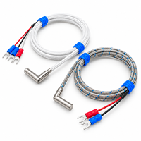 Sensor Suhu Termokopel PT100 RTD Bentuk L Sudut Kanan Probe Baja Tahan Karat Kabel Berpelindung Fiberglass IP65 Bentuk U
