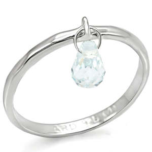 Anello LOS318-Statement in argento 925 Sterling con vera pietra acquamarina turchese rodiato platino - Product Image 1