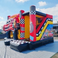 Château gonflable Red Lightning McQueen avec toboggan, voitures de course, château gonflable avec parcours d'obstacles amusant