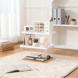 Storage Rack For Stationery And Miscellaneous Items White Foldable <b>Shelf</b> <b>Desktop</b> Organizer Office Use - Product Image 3