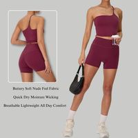 Haut de yoga à bretelles asymétriques short taille haute ensemble de leggings évasés femmes entraînement de fitness course à pied séchage rapide sensation nue