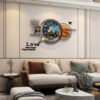 Horloge murale moderne nordique en acrylique à piles, luminaire décoratif de luxe créatif pour salon, chambre à coucher, ambiance chaleureuse
