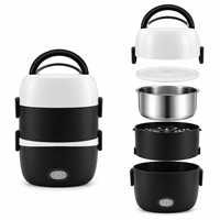 Boîte à lunch chauffante électrique portable 5 en 1, simple couche 1,2 L, double couche 2 L, récipient alimentaire bento en acier inoxydable KL03008