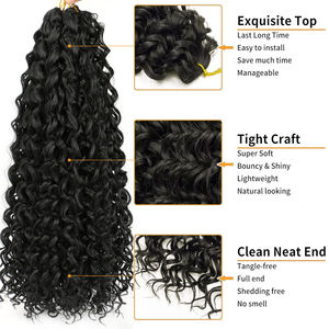 Extensiones de Cabello Sintético <span class=keywords><strong>GoGo</strong></span> Curl de 18 y 24 Pulgadas, Ondas Bohemias, para Mujer, Color Negro Natural, para Trenzas Profundas - Product Image 3