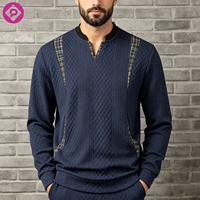 Sweat-shirt à col en V à manches longues pour homme, grande taille, color-block, sport décontracté, avec logo personnalisé, vente en gros